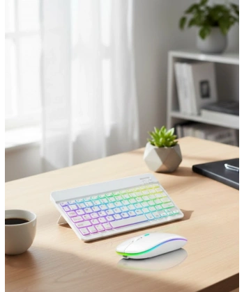 Aydınlatmalı Kablosuz Klavye Mouse Seti Bluetooth Bağlantılı Çoklu Cihaz Uyumlu