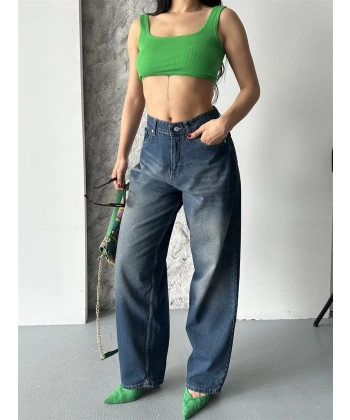 Baggy süper taş bıyık yıkama kahve tint jeans pantolon d2007