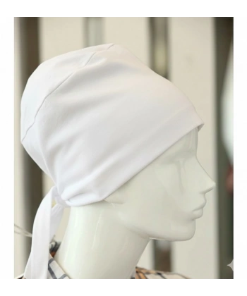 Bağlamalı Tesettür Bone - Bağlamalı Bandana Beyaz 5 Adet