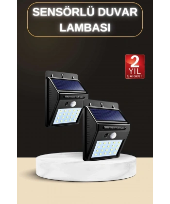 Bahçe Aydınlatma Sensörlü Güneş Enerjili Duvar Lambası 40 Led Işık
