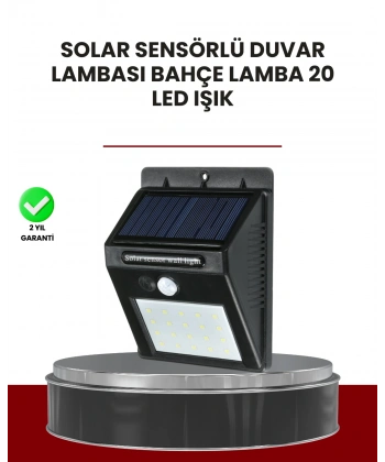 Bahçe ve Dış Mekanlar İçin Güneş Enerjili 20 LED Hareket Sensörlü Lamba