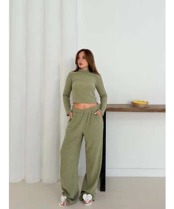 Balıkçı yaka örme takım mint st265865