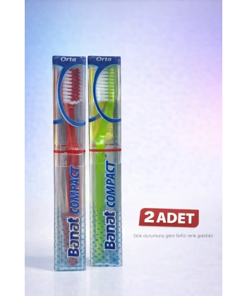 Banat Compact Kutulu Diş Fırçası 2 Adet Orta Sert Koruyucu Kapaklı Set