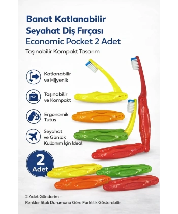 Banat Katlanabilir Seyahat Diş Fırçası Economic Pocket 2 Adet Taşınabilir Kompakt Tasarım