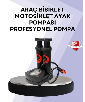 Basınç Saatli Ayak Pompası Bisiklet ve Araç Uyumlu