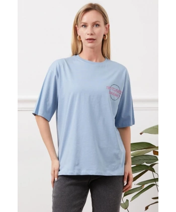 Baskılı tişört mavi