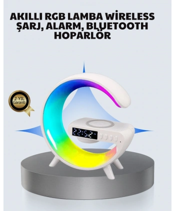 Başucu İçin Tasarlanmış Kablosuz Şarjlı Gece Lambası ve Bluetooth Ses Sistemi