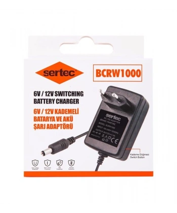 Sertec BCRW1000 6V/12V 1A Kademeli Batarya ve Akü Şarj Adaptörü