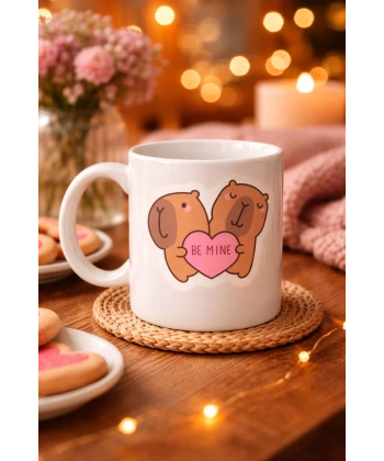 Be Mine Sevimli Ayıcık Tasarımlı Porselen Kupa Model 43 – Aşk Temalı Sevgili Kupası – Özel Gün Hediyesi