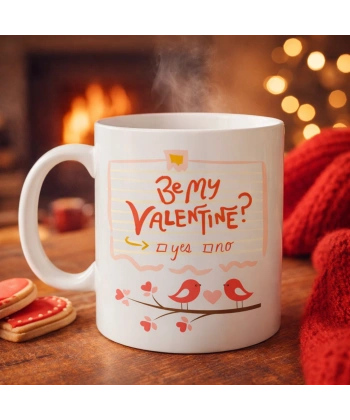 Be My Valentine Porselen Kupa Model 7 - Sevgililer Günü Hediyesi-Aşk Temalı Sevimli Kupa