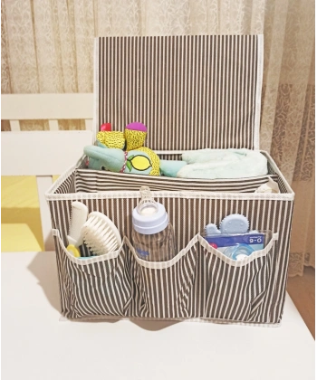 Bebek Beşik Başucu Düzenleyici Kapaklı 5 Bölmeli Organizer