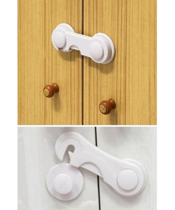 Bebek Çocuk Güvenliği Çekmece ve Dolap İçin Kendiliğinde Yapışkanlı Vidasız Kapak Kilidi