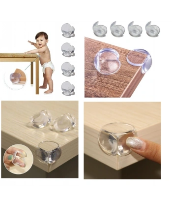 Bebek Çocuk Yumuşak ve Esnek Dairesel Şeffaf Yapışkanlı Güvenlik Köşe Koruyucu (8 Adet)