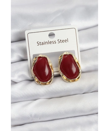 Beyaz Damla Model Pirinç Vintage Kadın Küpe