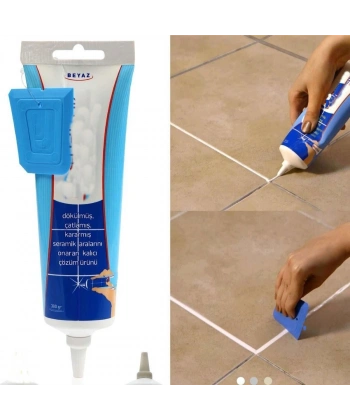 Beyaz Derz Dolgusu - Lavabo Küvet Fayans Derzi kalemi 380gr Spatula Hediyeli