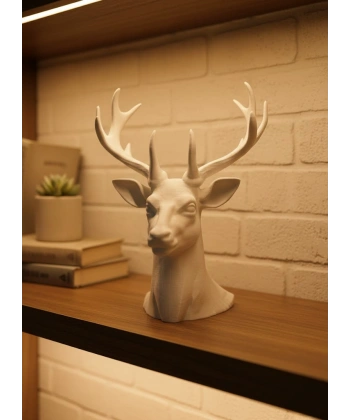 Beyaz Geyik Biblo 23 cm Dekoratif Modern Tasarım