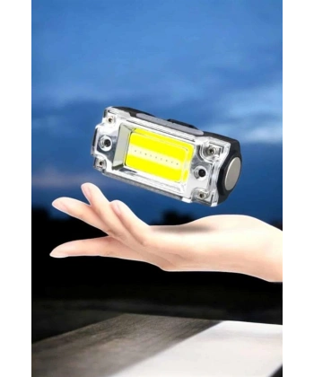 Beyaz Led Işık Sensörlü Kafa Lambası Lityum Batarya Led El Fenerli Şarjlı