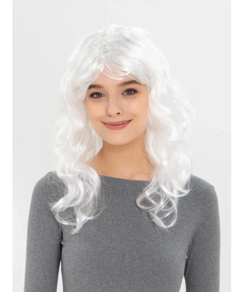 Beyaz Renk Kahküllü Dalgalı Uzun Parti Peruğu