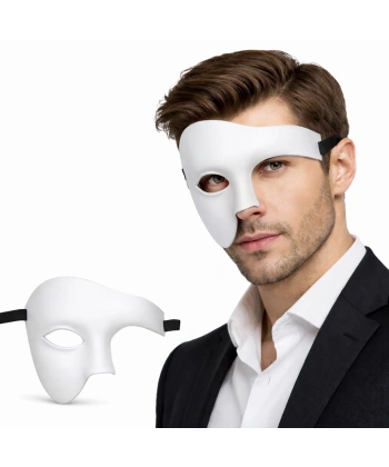 Beyaz Yarım Erkek Maske – Phantom Parti & Balo Maskesi
