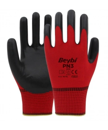 Beybi PN3 Nitril Kırmızı İş Eldiveni No:9