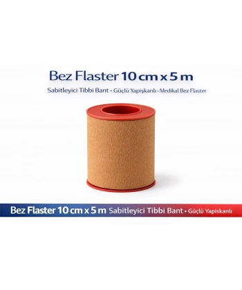 Bez Flaster 10 cm x 5 m Sabitleyici Tıbbi Bant Kahverengi Bez Flaster Güçlü Yapışkanlı 1 Adet