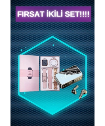 Bileklikli Amoled Ekran Akıllı Saat ve Dijital Göstergeli Kablosuz Bluetooth Kulaklık ANC/ ENC