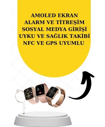 Bileklikli Amoled Ekran Akıllı Saat ve Dijital Göstergeli Kablosuz Bluetooth Kulaklık ANC/ ENC