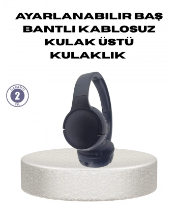 Bluetooth 5.0 Siyah Kablosuz Kulaklık 18 Saat Batarya Katlanabilir Tasarım