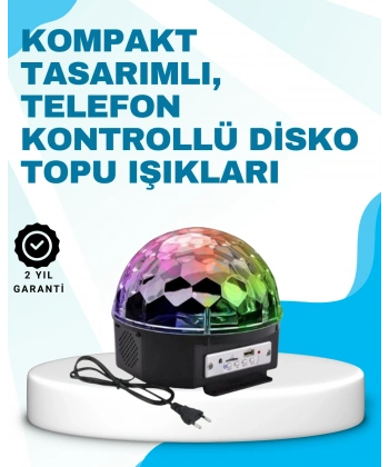 Bluetooth Bağlantılı Renkli Masaüstü Disko Topu Işık Gösterisi