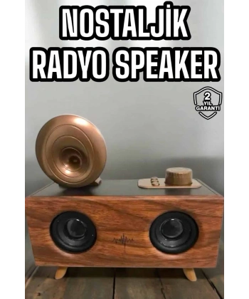 Bluetooth Hoparlör Ahşap Klasik Retro Gramofon Bluetooth Müzik Kutusu