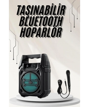 Bluetooth Hoparlör Led Işıklı Taşınabilir Kablosuz Speaker Uzun Pil Ömrü