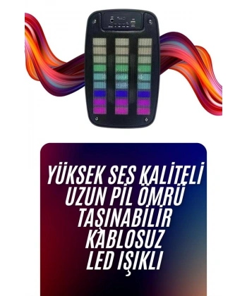 Bluetooth Hoparlör Taşınabilir Şarjlı Işıklı Büyük Boy Yüksek Ses Kaliteli