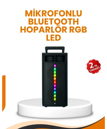 Bluetooth Işıklı Hoparlör – 2x5W Güç | USB + TF Kart + FM Radyo | Siyah Renk