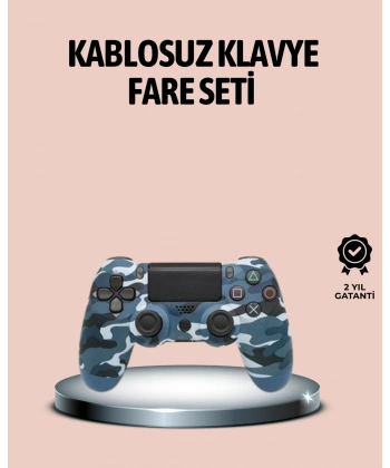 Bluetooth Kablosuz PS4 Gamepad Çift Motorlu Siyah Controller