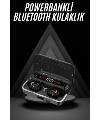 Bluetooth Kulaklık Dijital Şarj Göstergeli Powerbankli Bass Özellikli Kablosuz Kulakiçi 5.1 Mikrofonlu
