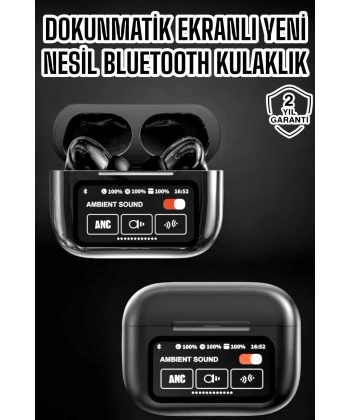 Bluetooth Kulaklık Kablosuz Ekranlı ANC/ENC Destekli Dokunmatik