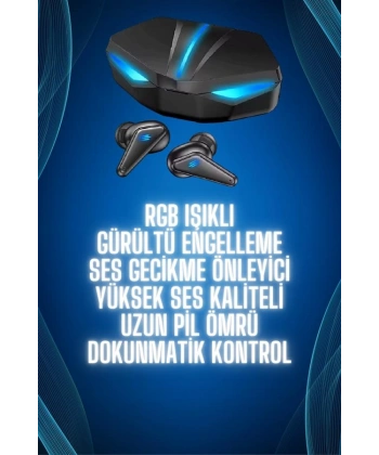 Bluetooth Kulaklık  Kulaklığı RGB Işıklı Oyunlarda Düşük Gecikme