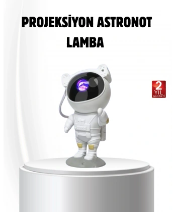 Bluetooth Müzikli Astronot Projeksiyon Lambası Yıldız ve Ay Efektli