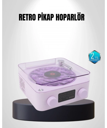 Bluetooth Retro Pikap Hoparlör 360 Derece Ses Projektörlü Gece Lambası Çok Fonksiyonlu