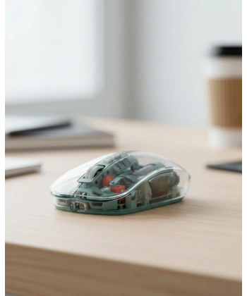 Bluetooth ve 2.4G USB Destekli Pilli Kablosuz Şeffaf Mouse
