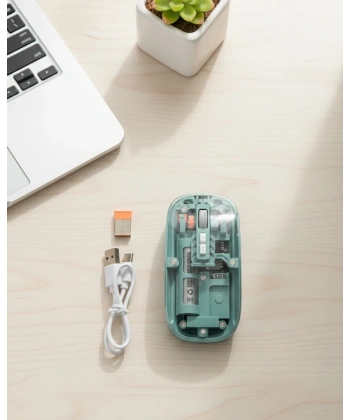 Bluetooth ve 2.4G USB Destekli Pilli Kablosuz Şeffaf Mouse