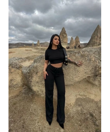 Bol paça pantolonlu alt üst takım