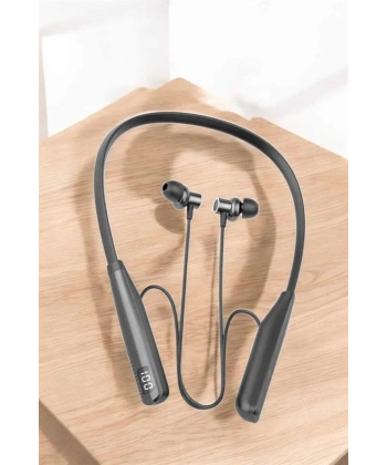 Boyun Askılı Bluetooth Kulaklık Uzun Şarj Süreli Dijital Göstergeli Kablolu