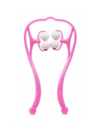 Boyun Bacak Ayak Bel Masaj Aleti Çok Fonksiyonlu Manuel 4 Tekerlekli - Pembe