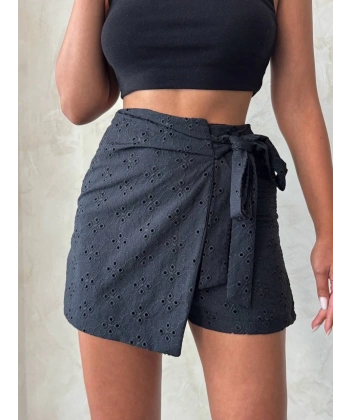 Brodeli şort etek s255075