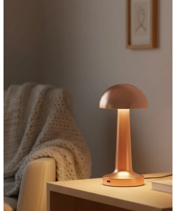 Bronz Dokunmatik Masa Lambası 3 Renk LED Şarjlı Kablosuz USB Çıkışlı