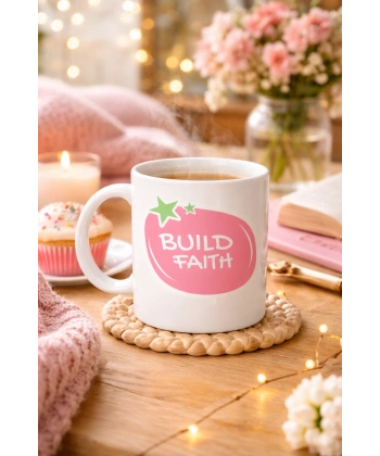 Build Faith UMUDUNU İNŞA ET Yazılı Porselen Kupa MODEL 151 – Motivasyon Temalı, Kahve & Çay Kupası – Hediye Seçeneği