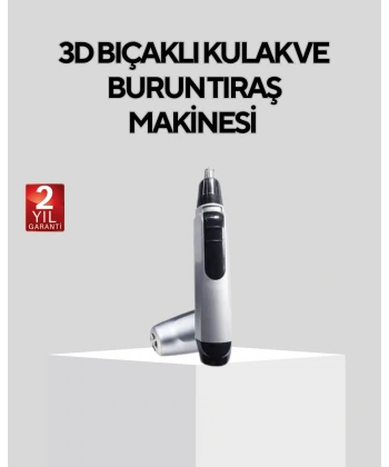 Burun Kulak ve Kaş Tıraş Makinesi 3D Keskin Bıçaklı Pil ile Çalışan