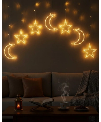Büyük Ay Yıldız Ramazan Led Işık Dekoratif Işıklı Süs