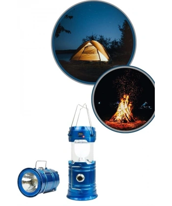 Büyük Boy Güneş Enerjili Kamp Feneri Işıldak Lamba USB Şarjlı